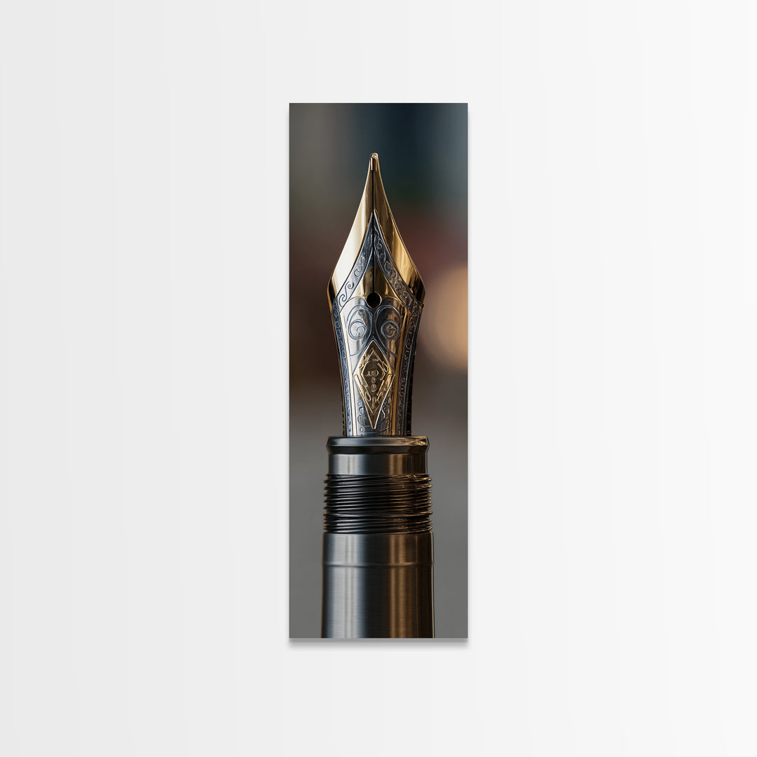 Fountain Pen Nib Closeup Canvas Print, Law Office Art, Office Wall Art, Office Decor, Fine Art, Counsel, Butterfly Art, LOA-1x3-11