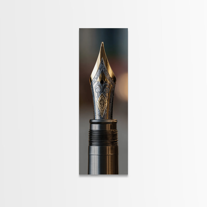 Fountain Pen Nib Closeup Canvas Print, Law Office Art, Office Wall Art, Office Decor, Fine Art, Counsel, Butterfly Art, LOA-1x3-11