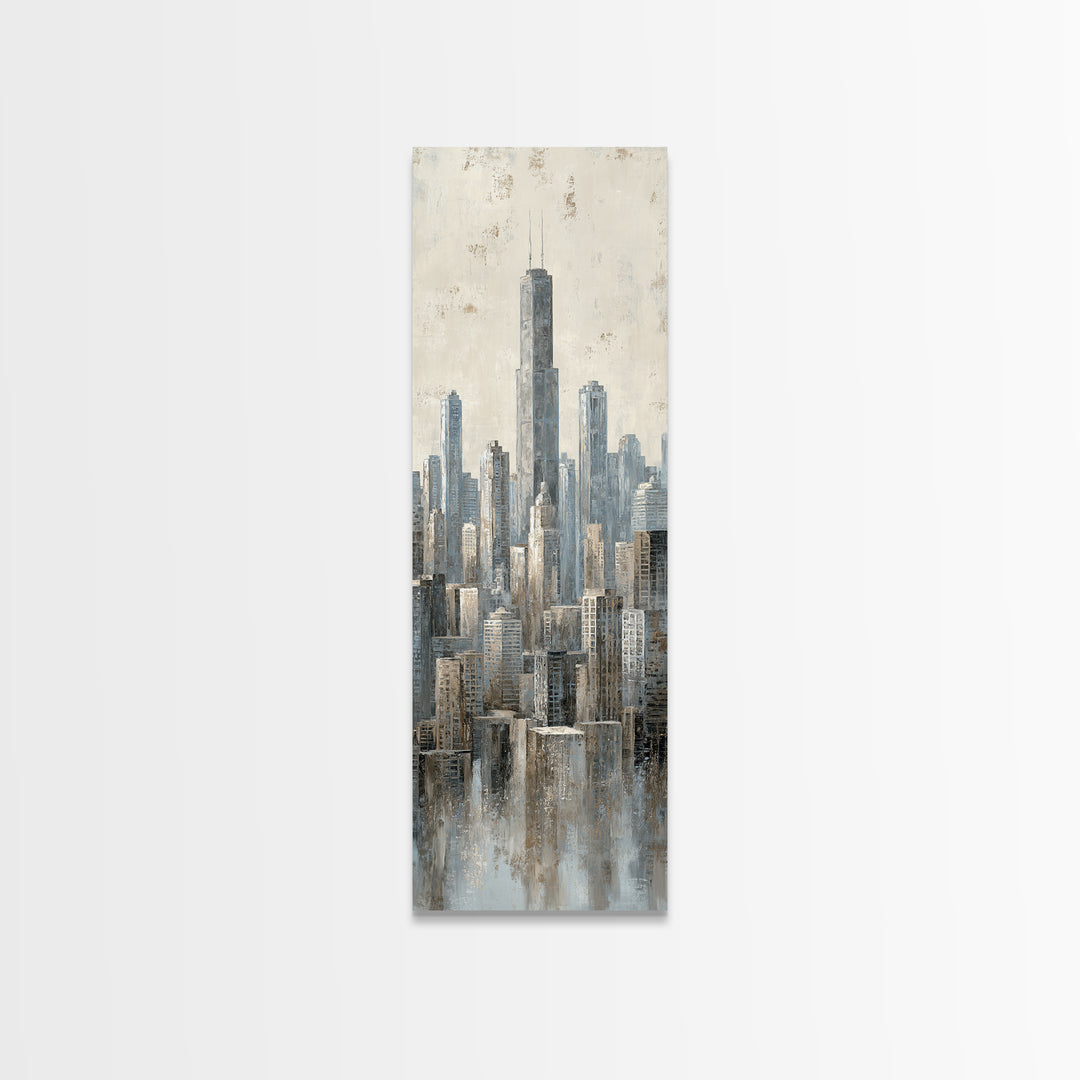 Quiet City Skyline Framed Canvas Print, Law Office Art, Home Decor, Office Decor, Fine Art, Counsel, Minimalist Decor, LOA-1x3-24
