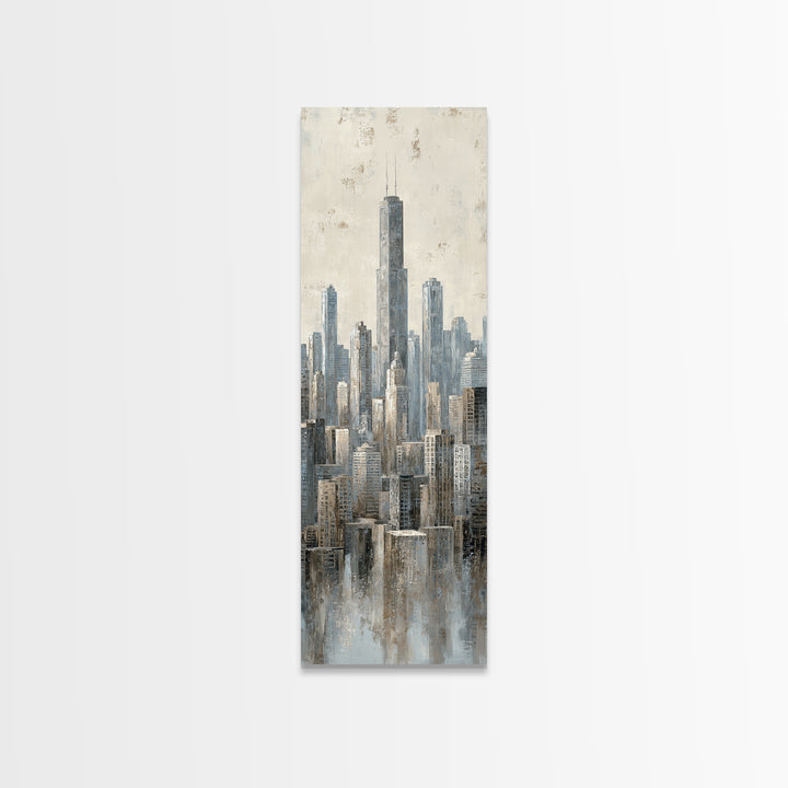 Quiet City Skyline Framed Canvas Print, Law Office Art, Home Decor, Office Decor, Fine Art, Counsel, Minimalist Decor, LOA-1x3-24