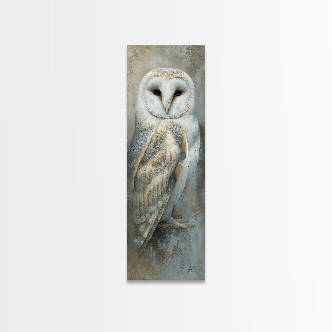 Owl Portrait Representing Wisdom Framed Canvas Print, Law Office Art, Teen Girl Room Decor, Office Decor, Fine Art, Counsel, LOA-1x3-29