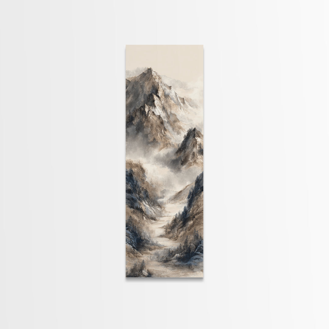 Ink Wash Mountain Symbolizing Stability Canvas Print, Law Office Art, Neutral Decor, Office Decor, Fine Art, Counsel, LOA-1x3-32