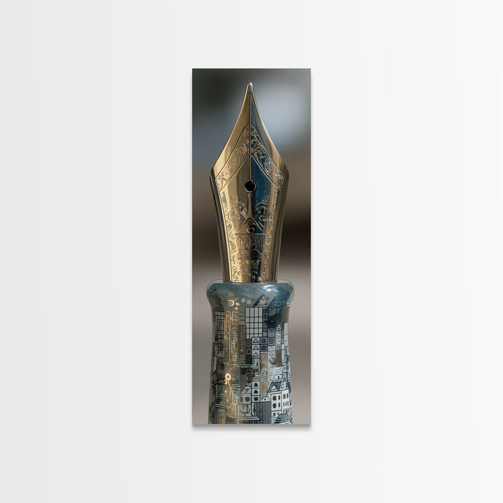 Fountain Pen Nib Closeup Canvas Print, Law Office Art, Fine Art Print, Office Decor, Fine Art, Counsel, Digital Prints, LOA-1x3-35