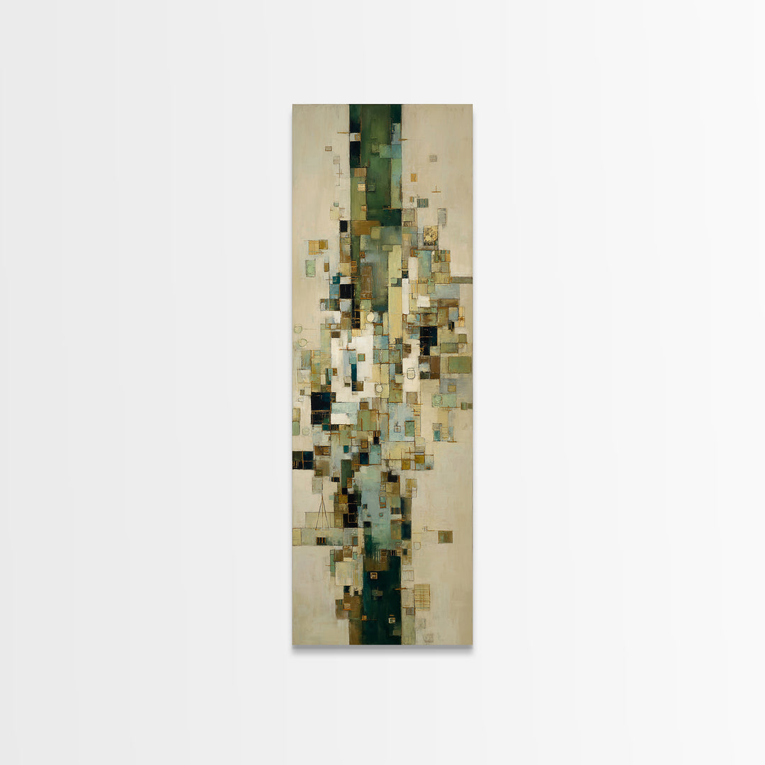 Deep Green and Walnut Toned Abstract Canvas Print, Law Office Art, Lawyer Sign, Office Decor, Fine Art, Counsel, Art Print, LOA-1x3-57