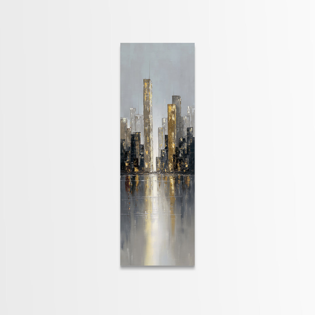Quiet City Skyline Canvas Print, Law Office Art, Decor, Office Decor, Abstract Art, Counsel, Bookish Wall Art, LOA-1x3-72