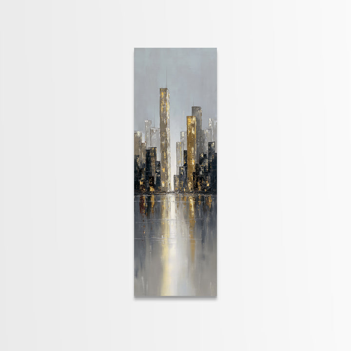 Quiet City Skyline Canvas Print, Law Office Art, Decor, Office Decor, Abstract Art, Counsel, Bookish Wall Art, LOA-1x3-72