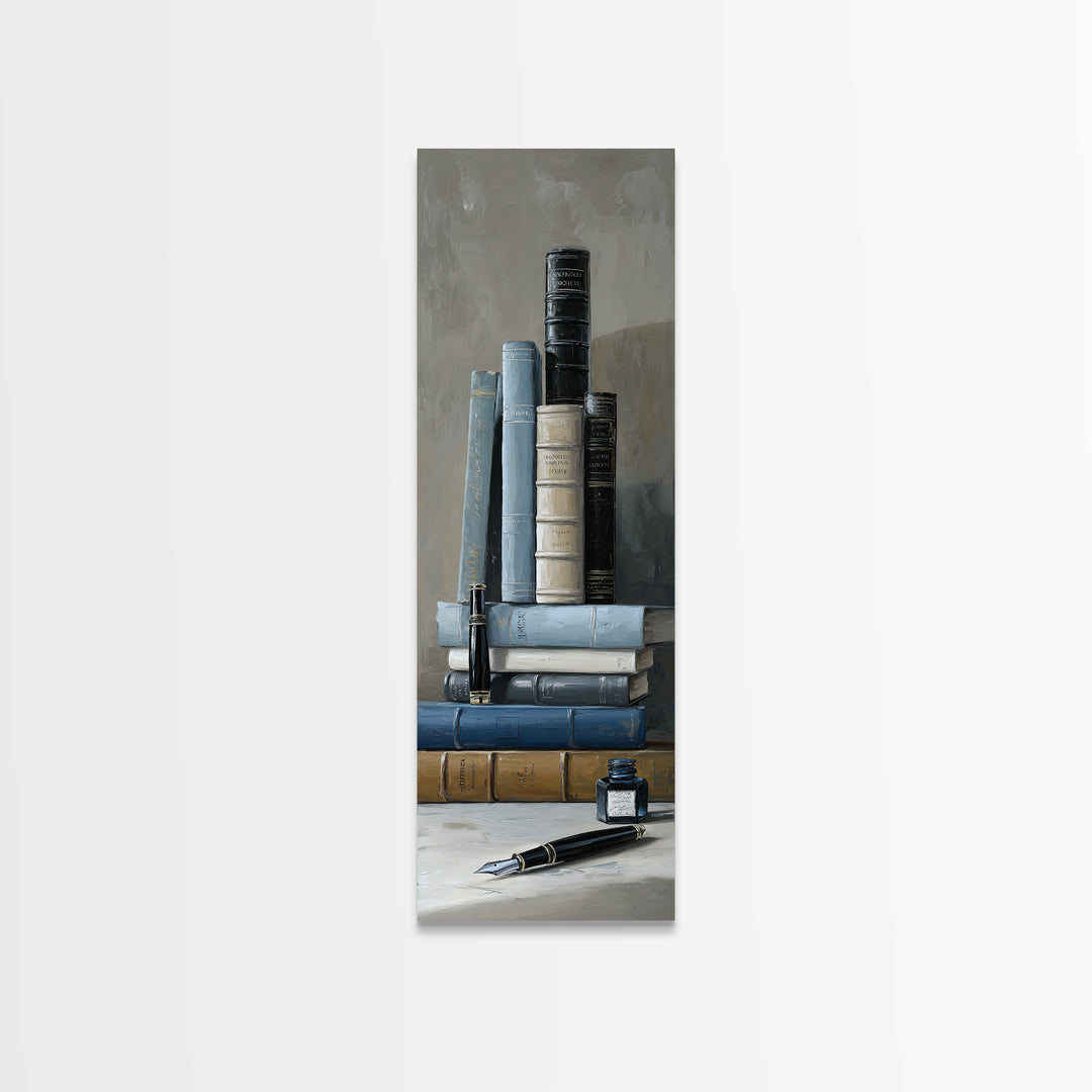 Dignified Law Books and Fountain Pen Still Canvas Print, Law Office Art, Neutral Decor, Office Decor, Fine Art, Counsel, LOA-1x3-86