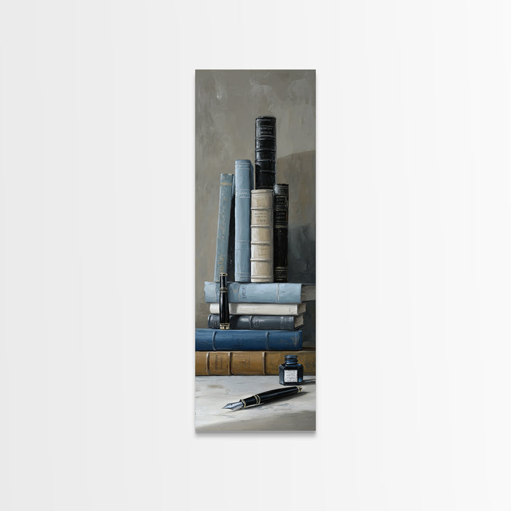 Dignified Law Books and Fountain Pen Still Canvas Print, Law Office Art, Neutral Decor, Office Decor, Fine Art, Counsel, LOA-1x3-86