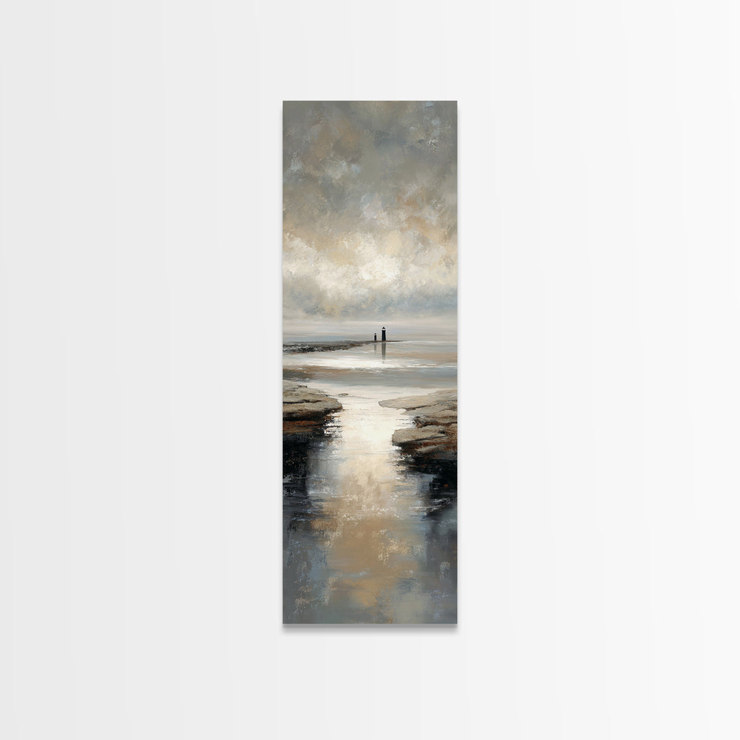 Stormy Landscape with Lighthouse as Guidance Metaphor Canvas Print, Law Office Art, Bookish Wall Art, Office Decor, Counsel, LOA-1x3-95