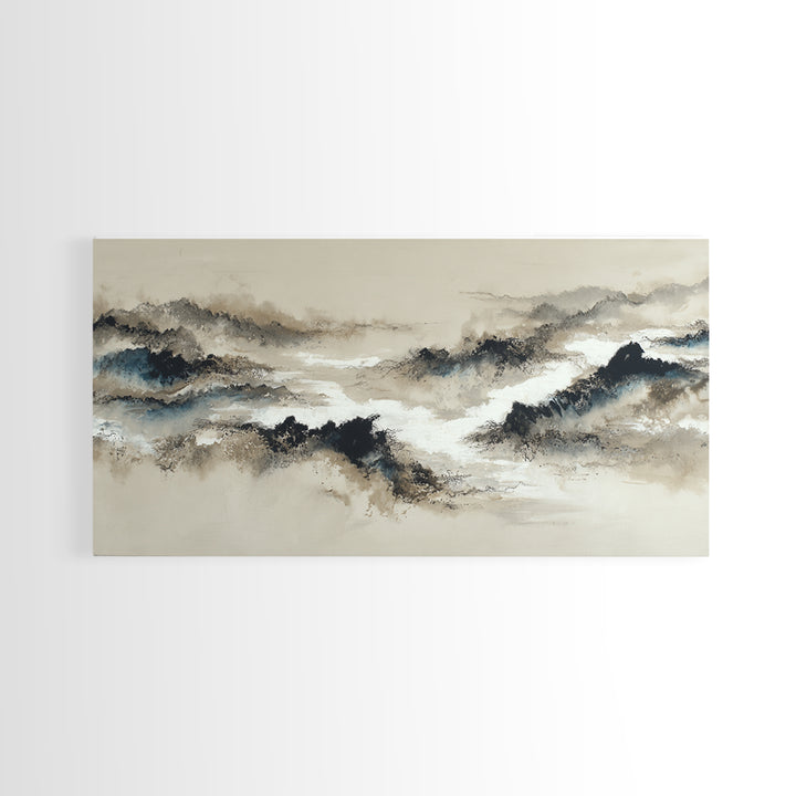 Ink Wash Mountain Symbolizing Stability Framed Canvas Print, Law Office Art, Modern Decor, Office Decor, Fine Art, Counsel, LOA-2x1-16
