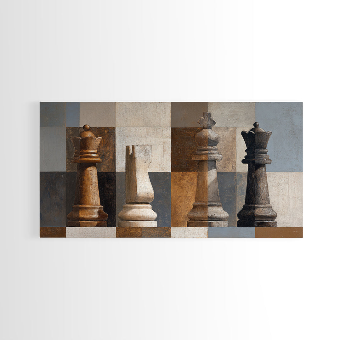 Single Chess King Framed Canvas Print, Law Office Art, Home Decor, Office Decor, Fine Art, Counsel, Minimalist Decor, LOA-2x1-42