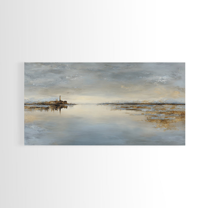 Stormy Landscape with Lighthouse as Guidance Metaphor Framed Canvas Print, Law Office Art, Poster Print, Office Decor, Counsel, LOA-2x1-55