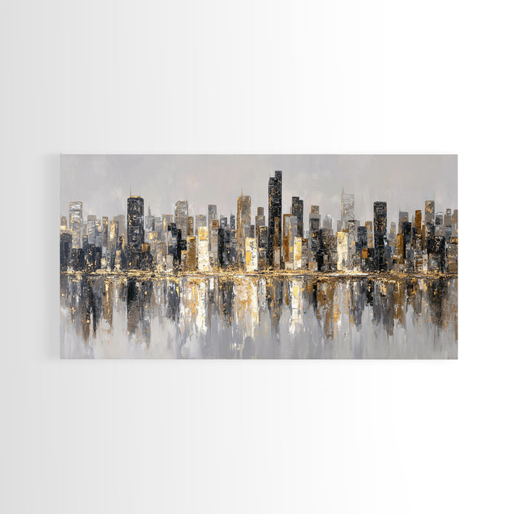 Quiet City Skyline Framed Canvas Print, Law Office Art, Digital Prints, Office Decor, Abstract Art, Counsel, Gifts for Lawyers, LOA-2x1-56