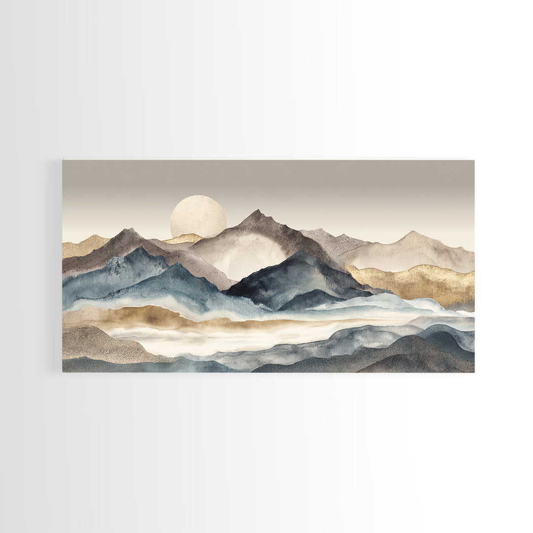 Ink Wash Mountain Symbolizing Stability Canvas Print, Law Office Art, Office Decor, Oil Painting, Counsel, Therapy Office Decor, LOA-2x1-64