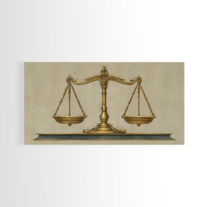 Classical Scales of Justice Canvas Print, Law Office Art, Printable, Office Decor, Fine Art, Counsel, Modern Wall Decor, LOA-2x1-69