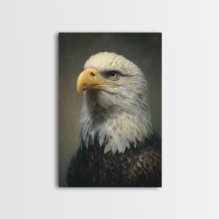 Eagle Portrait with Solemn Presence Canvas Print, Law Office Art, Modern Decor, Office Decor, Oil Painting, Counsel, Wall Decor, LOA-2x3-14