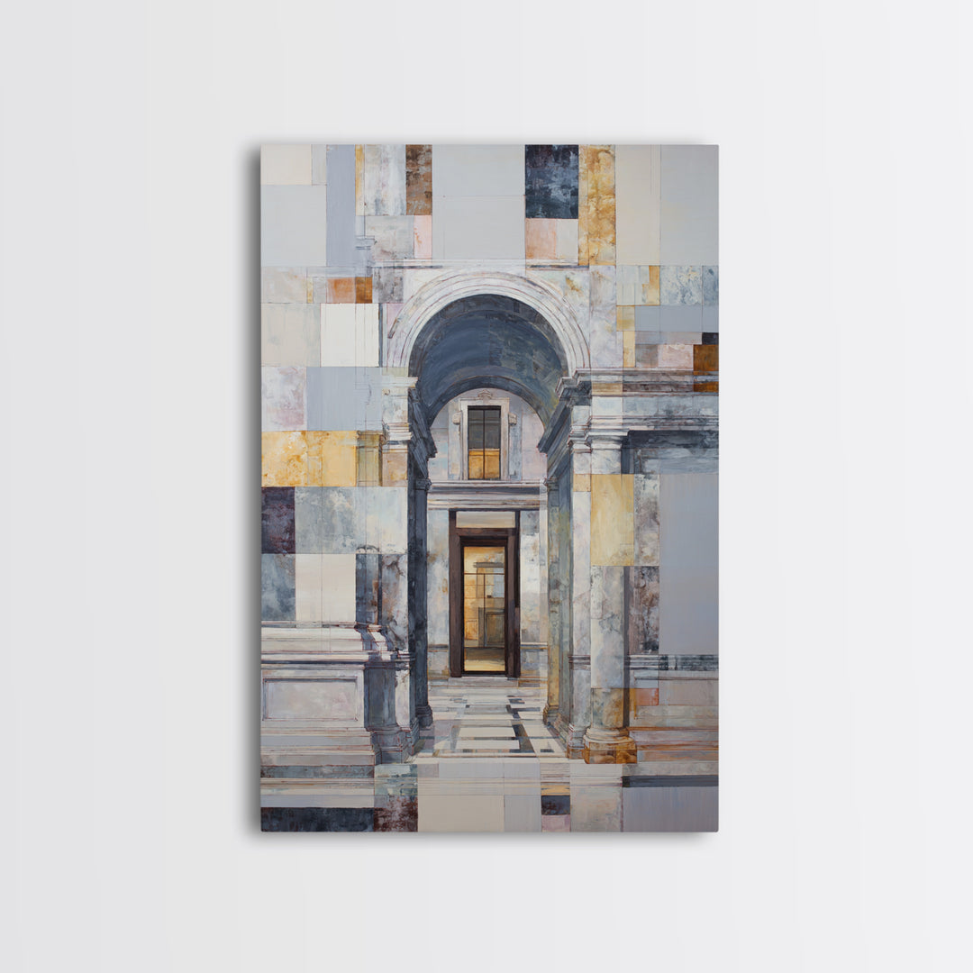Architectural Arch and Column Abstraction Framed Canvas Print, Law Office Art, Statement Artwork, Office Decor, Counsel, LOA-2x3-22