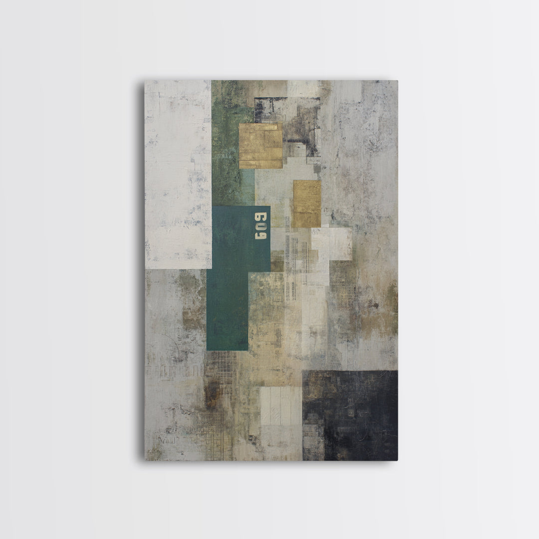 Deep Green and Walnut Toned Abstract Framed Canvas Print, Law Office Art, Contemporary Art, Office Decor, Abstract Art, Counsel, LOA-2x3-53
