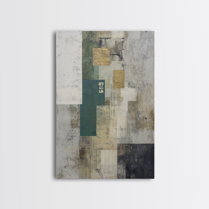 Deep Green and Walnut Toned Abstract Framed Canvas Print, Law Office Art, Contemporary Art, Office Decor, Abstract Art, Counsel, LOA-2x3-53
