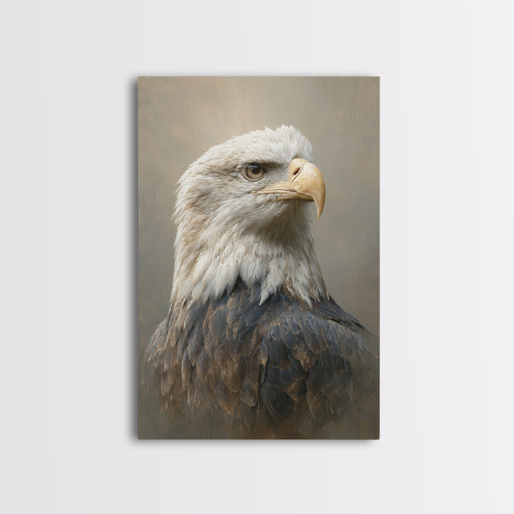 Eagle Portrait with Solemn Presence Canvas Print, Law Office Art, Wall Art, Office Decor, Fine Art, Counsel, Office Wall Decor, LOA-2x3-62