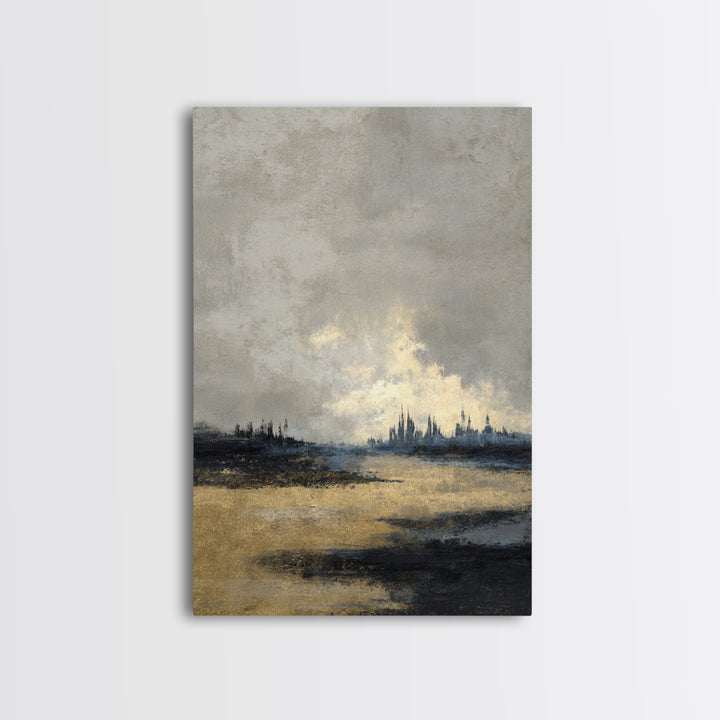 Quiet City Skyline Framed Canvas Print, Law Office Art, Minimalist Decor, Office Decor, Fine Art, Counsel, Poster Print, LOA-2x3-68