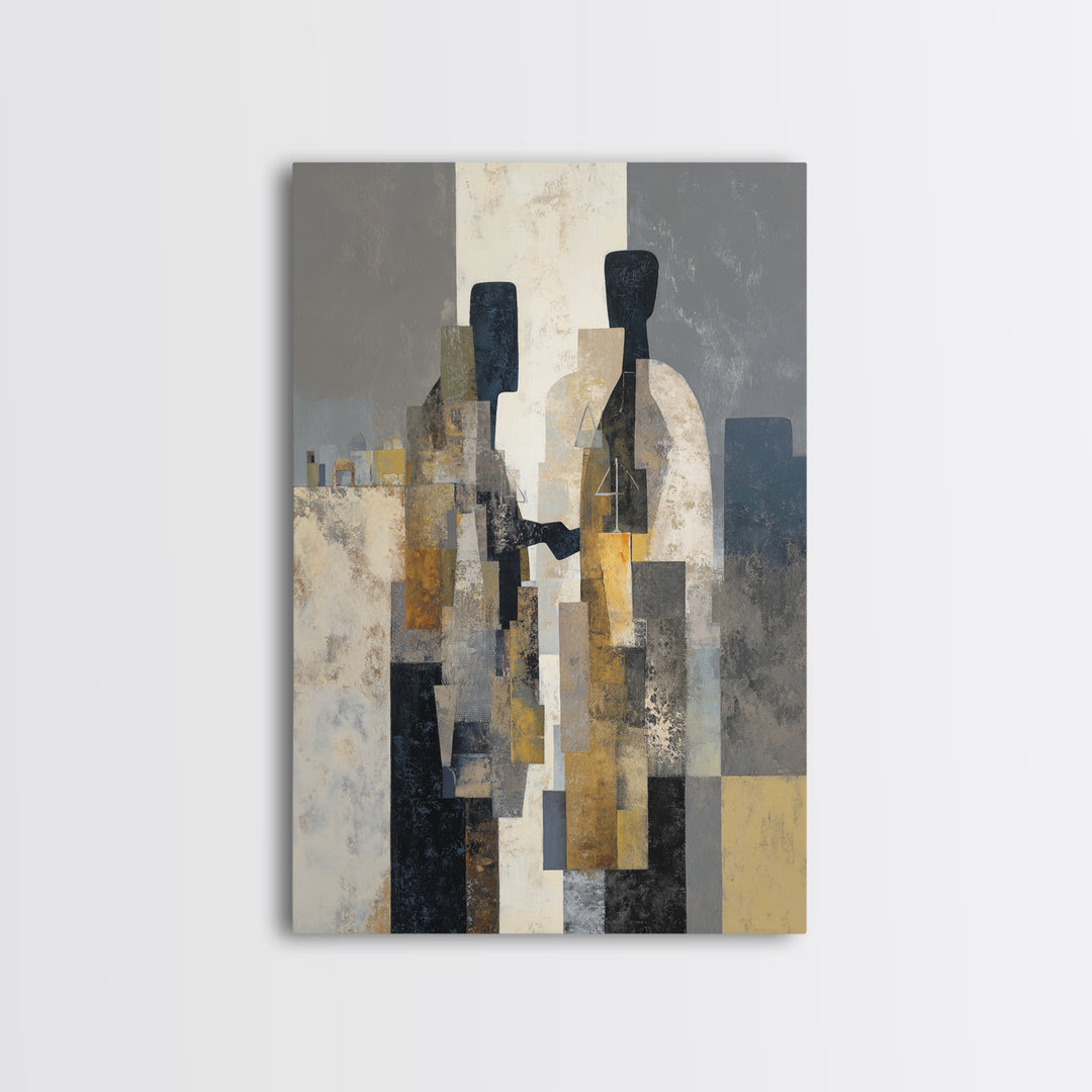Diplomatic Handshake Silhouette Framed Canvas Print, Law Office Art, Room Decor, Office Decor, Abstract Art, Counsel, LOA-2x3-75