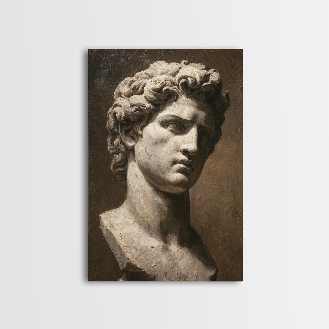 Classical Statue Bust Framed Canvas Print, Law Office Art, Metal Wall Decor, Office Decor, Oil Painting, Counsel, LOA-2x3-8