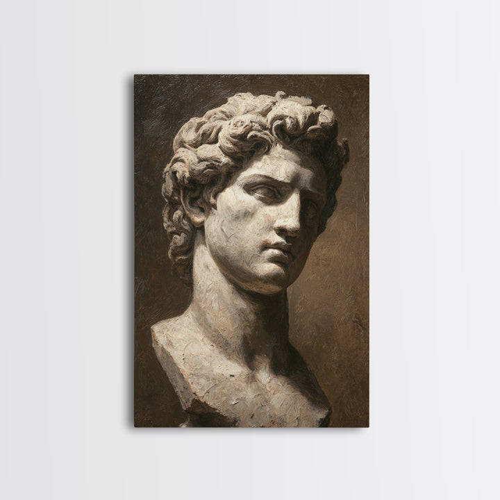 Classical Statue Bust Framed Canvas Print, Law Office Art, Metal Wall Decor, Office Decor, Oil Painting, Counsel, LOA-2x3-8