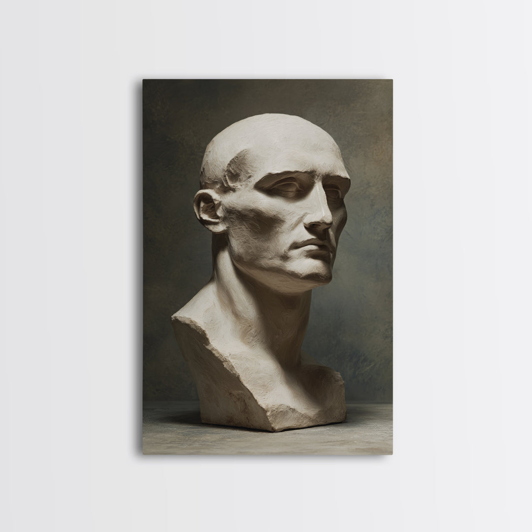 Classical Statue Bust Framed Canvas Print, Law Office Art, Fine Art Print, Office Decor, Watercolor Art, Counsel, Painting, LOA-2x3-80