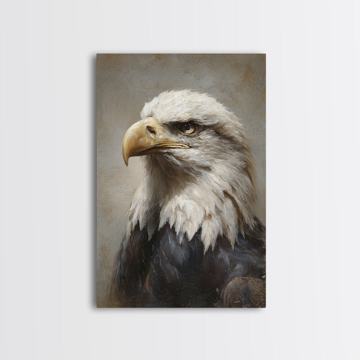 Eagle Portrait with Solemn Presence Canvas Print, Law Office Art, Wall Art, Office Decor, Fine Art, Counsel, Office Wall Decor, LOA-2x3-86