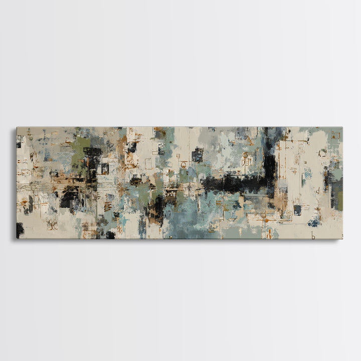 Deep Green and Walnut Toned Abstract Canvas Print, Law Office Art, Digital Prints, Office Decor, Counsel, Gifts for Lawyers, LOA-3x1-13
