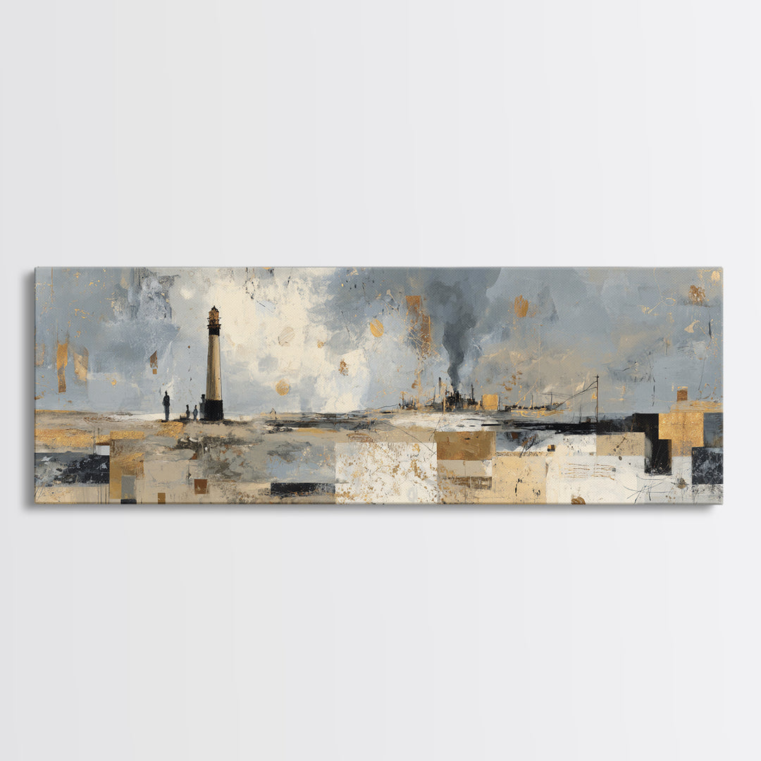 Stormy Landscape with Lighthouse as Guidance Metaphor Canvas Print, Law Office Art, Modern Decor, Office Decor, Counsel, LOA-3x1-27