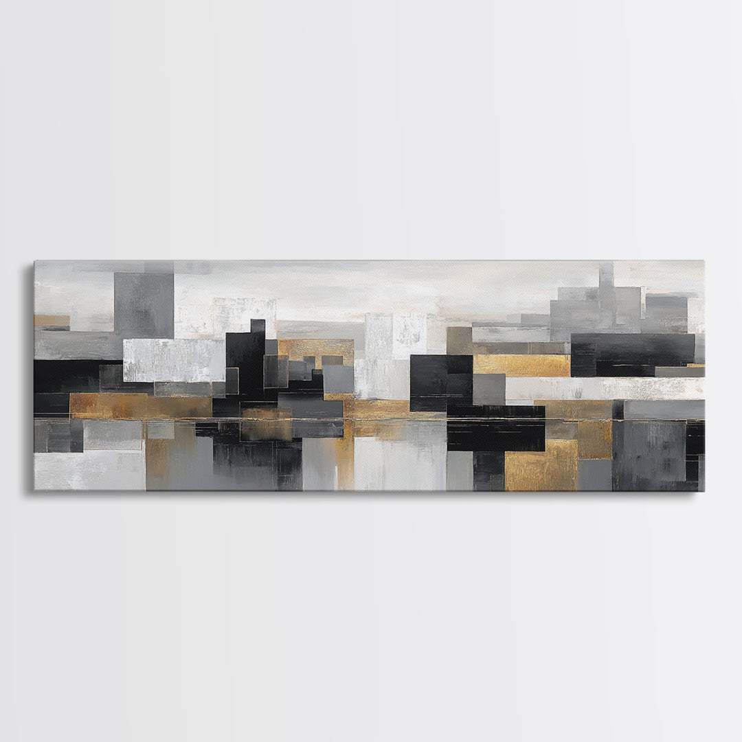 Quiet City Skyline Canvas Print, Law Office Art, Law, Office Decor, Abstract Art, Counsel, Modern Decor, Fine Art Print, LOA-3x1-4