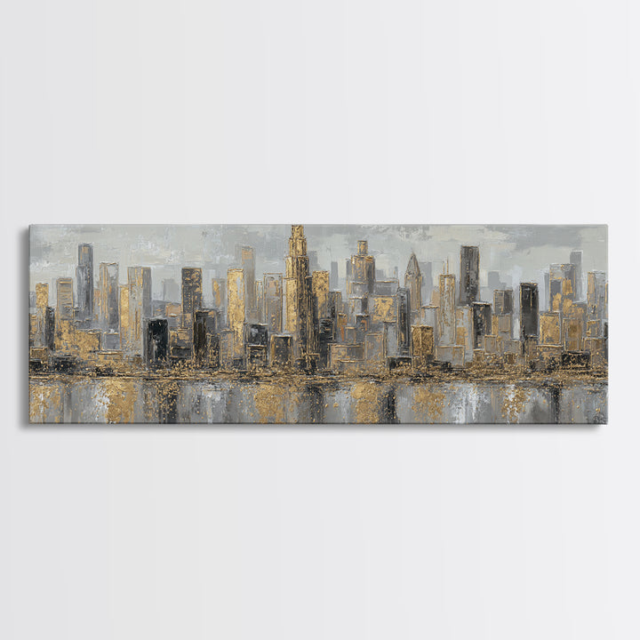 Quiet City Skyline Framed Canvas Print, Law Office Art, Luxury Decor, Office Decor, Fine Art, Counsel, Printable Art, LOA-3x1-52