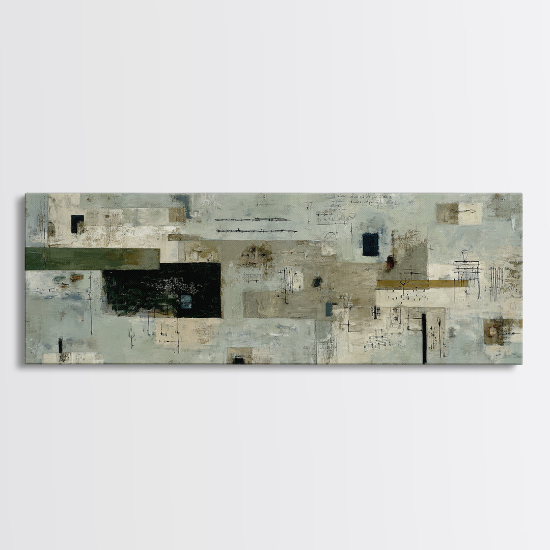 Deep Green and Walnut Toned Abstract Canvas Print, Law Office Art, Bookish Wall Art, Office Decor, Abstract Art, Counsel, LOA-3x1-61