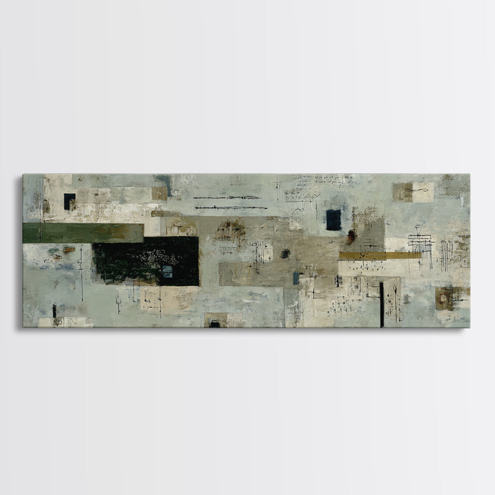 Deep Green and Walnut Toned Abstract Canvas Print, Law Office Art, Bookish Wall Art, Office Decor, Abstract Art, Counsel, LOA-3x1-61
