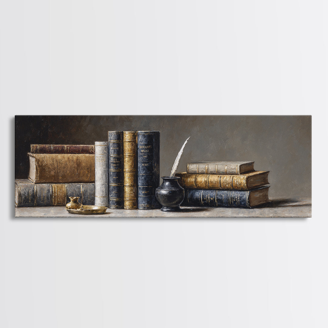 Dignified Law Books and Fountain Pen Still Canvas Print, Law Office Art, Canvas Print, Office Decor, Fine Art, Counsel, LOA-3x1-66