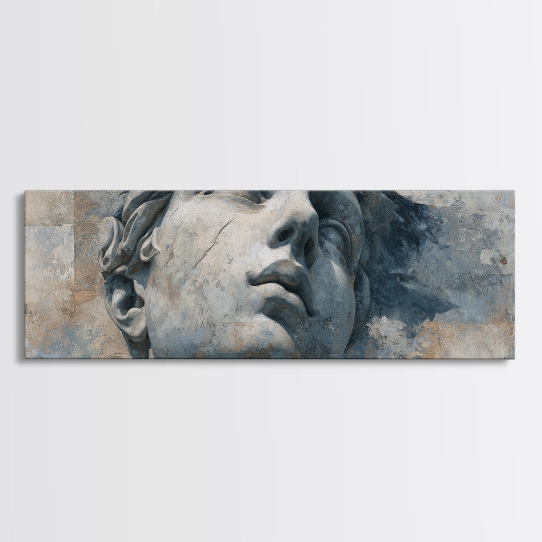 Classical Statue Bust Canvas Print, Law Office Art, Textured Painting, Office Decor, Oil Painting, Counsel, Office Wall Art, LOA-3x1-88