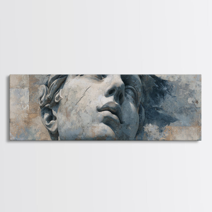 Classical Statue Bust Canvas Print, Law Office Art, Textured Painting, Office Decor, Oil Painting, Counsel, Office Wall Art, LOA-3x1-88