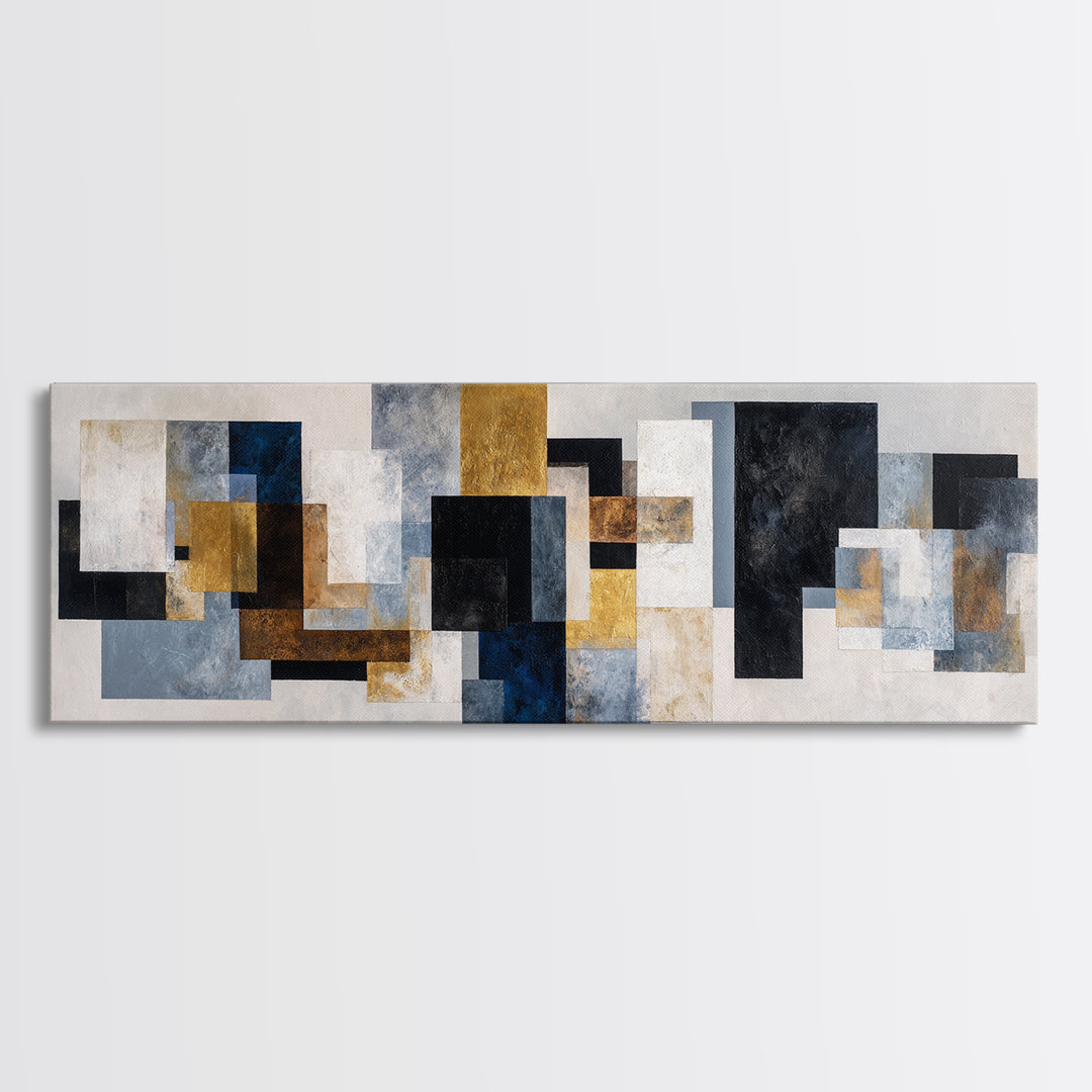Abstract Navy and Gold Composition for Authority Canvas Print, Law Office Art, Decor, Office Decor, Fine Art, Counsel, LOA-3x1-92