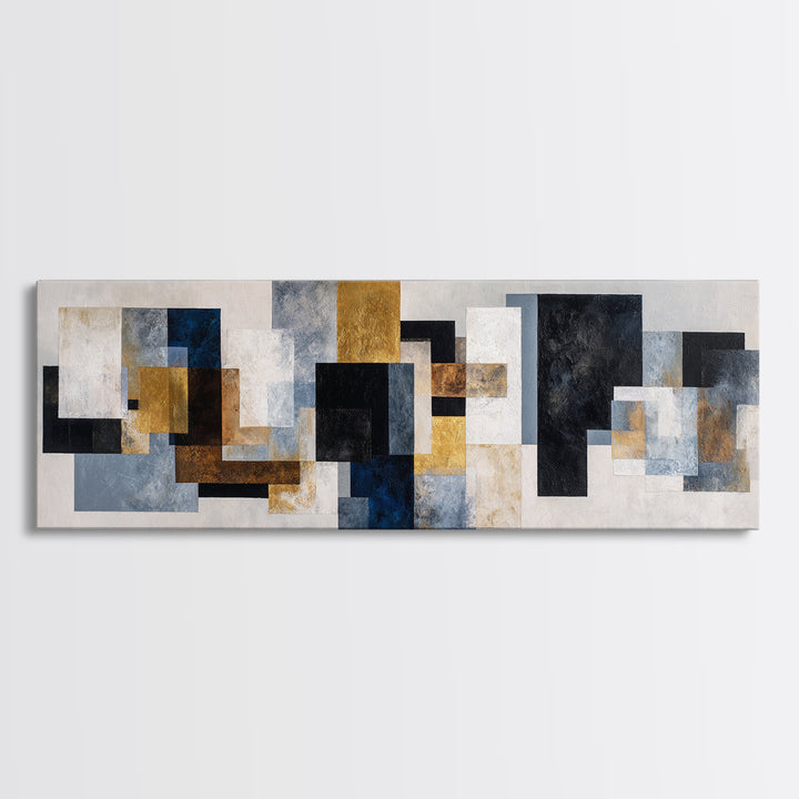 Abstract Navy and Gold Composition for Authority Canvas Print, Law Office Art, Decor, Office Decor, Fine Art, Counsel, LOA-3x1-92