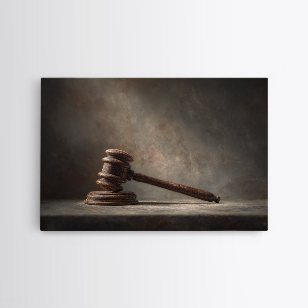 Classic Gavel Still Life Canvas Print, Law Office Art, Office Wall Art, Office Decor, Fine Art, Counsel, Butterfly Art, LOA-3x2-17
