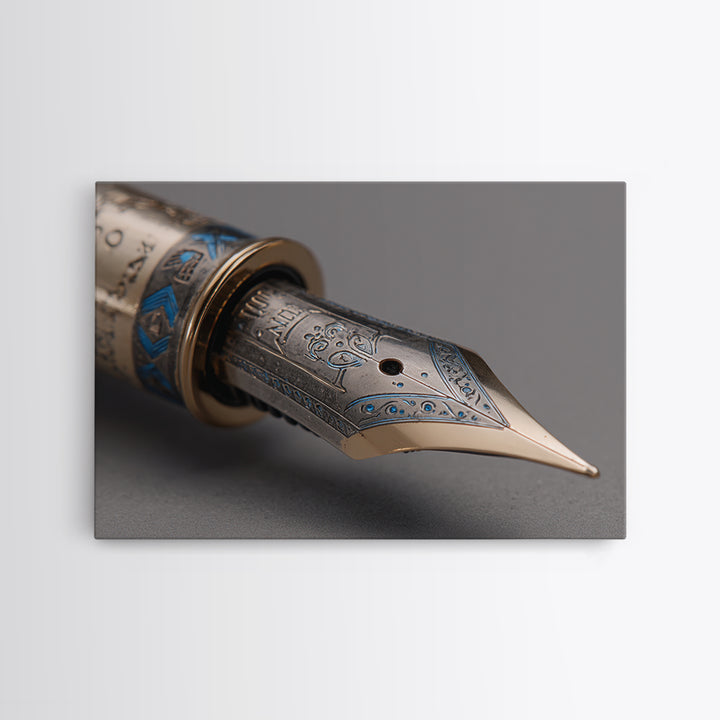 Fountain Pen Nib Closeup Framed Canvas Print, Law Office Art, Printable Art, Office Decor, Fine Art, Counsel, Lawyer, LOA-3x2-27