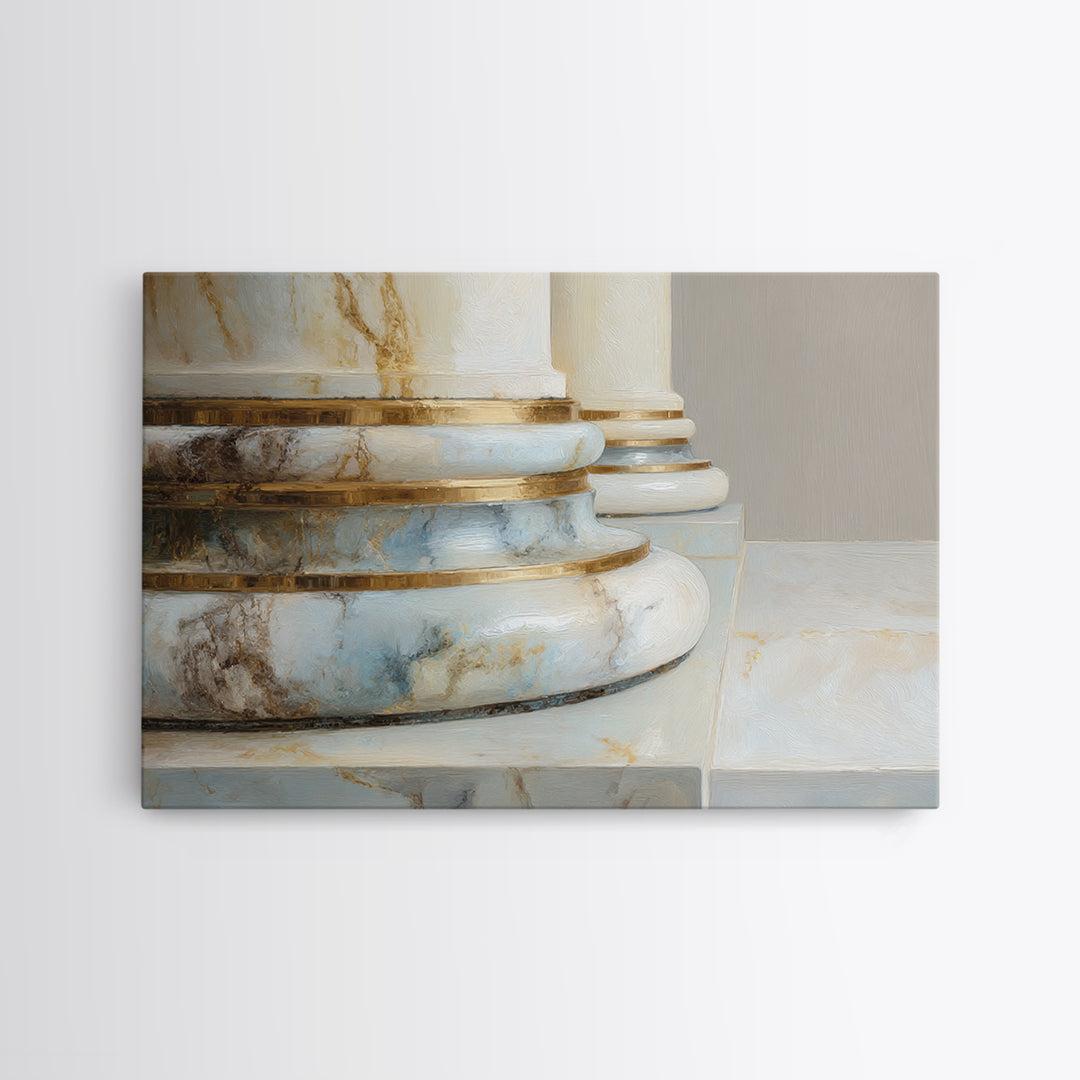 Marble Courthouse Column Study Without Building Scene Framed Canvas Print, Law Office Art, Office Art, Office Decor, Counsel, LOA-3x2-31