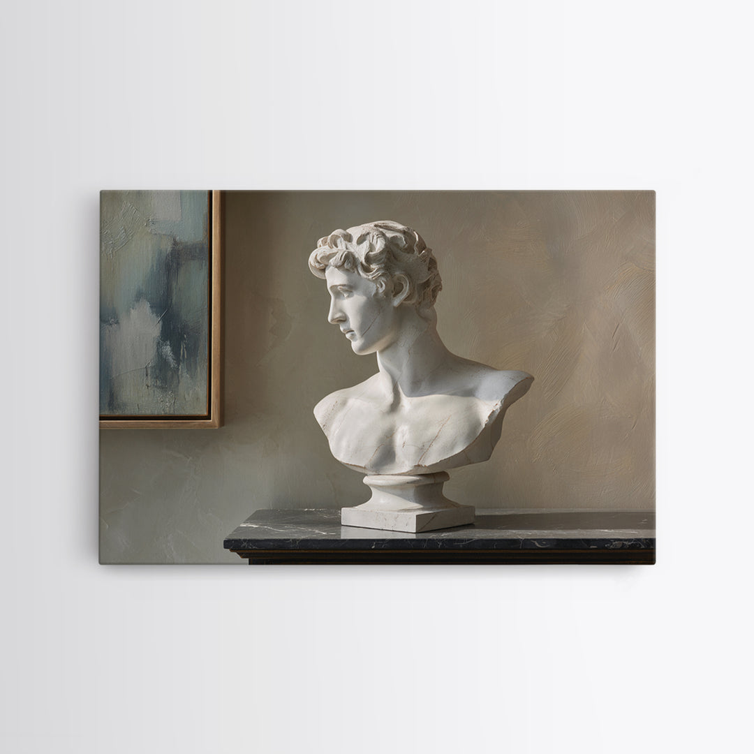 Classical Statue Bust Canvas Print, Law Office Art, Room Decor, Office Decor, Oil Painting, Counsel, Printable Art, LOA-3x2-4