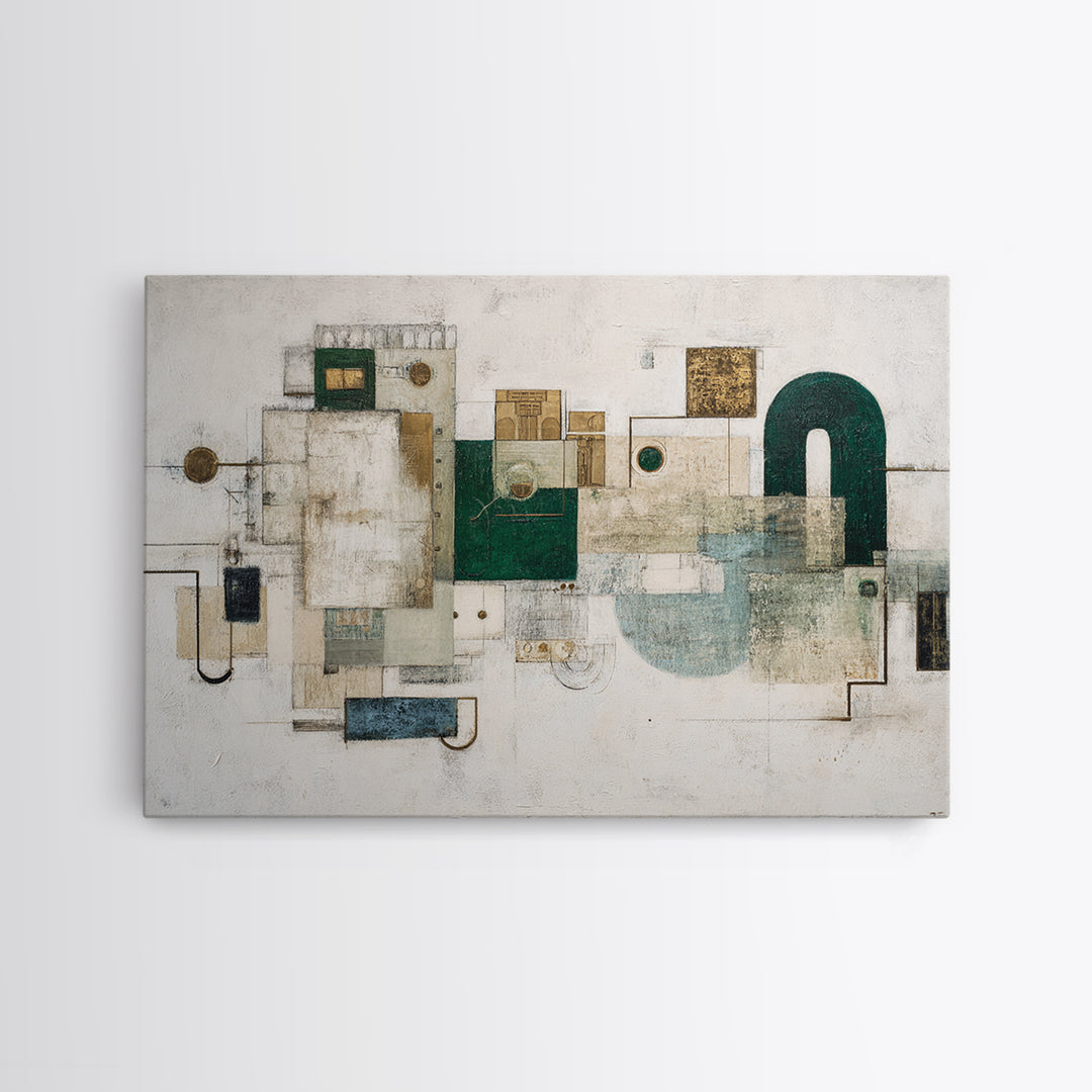 Deep Green and Walnut Toned Abstract Canvas Print, Law Office Art, Gifts for Lawyers, Office Decor, Fine Art, Counsel, LOA-3x2-49