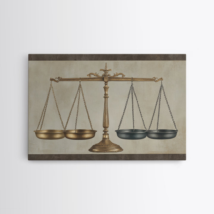 Classical Scales of Justice Canvas Print, Law Office Art, Modern Wall Decor, Office Decor, Fine Art, Counsel, Law School Gifts, LOA-3x2-53