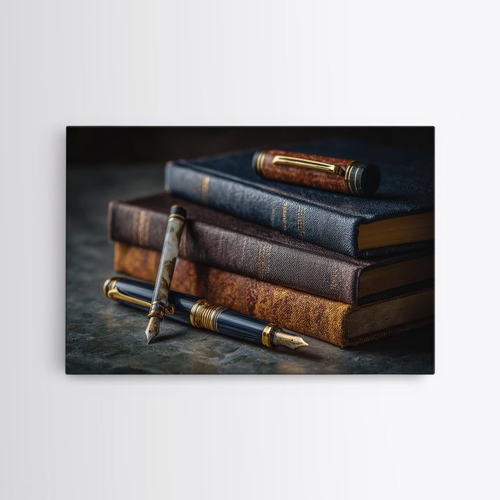 Dignified Law Books and Fountain Pen Still Canvas Print, Law Office Art, Poster Print, Office Decor, Fine Art, Counsel, LOA-3x2-54