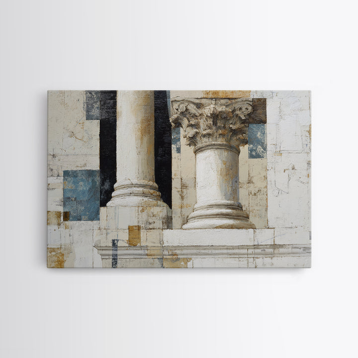 Marble Courthouse Column Study Without Building Scene Canvas Print, Law Office Art, Boho Decor, Office Decor, Counsel, LOA-3x2-55