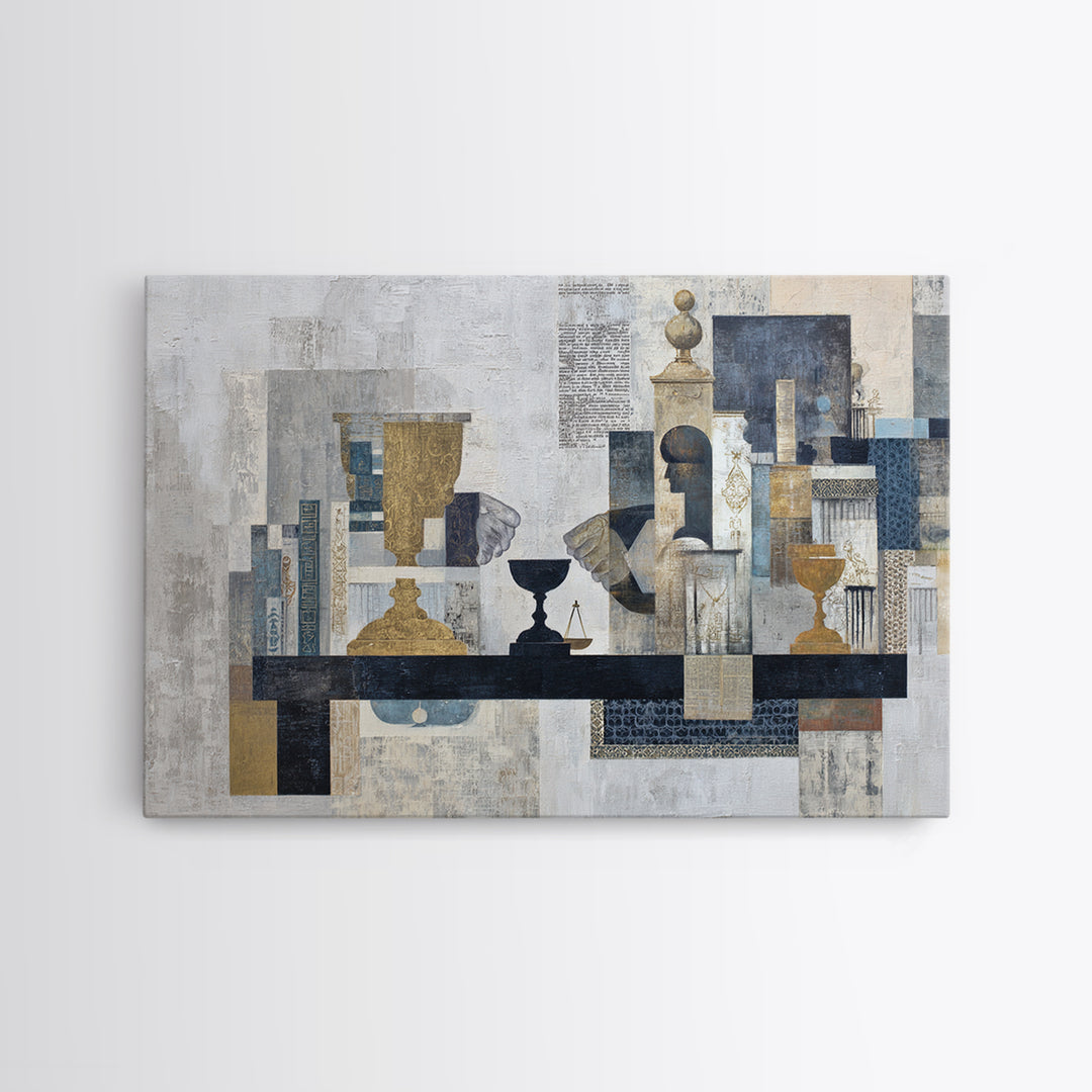 Diplomatic Handshake Silhouette Framed Canvas Print, Law Office Art, Office, Office Decor, Abstract Art, Counsel, LOA-3x2-71